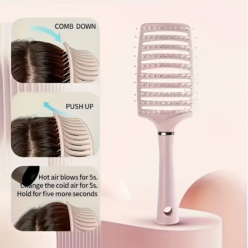 Colorful Comb, High Top Fluffy Hairstyle Comb, Long Hair Curly Hair Massage Curved Comb, Fluffy Hairstyle Comb - Large Curved Pork Rib Design, Suitable for All Hairstyles, Scalp Massages, And Straight Hair Combs