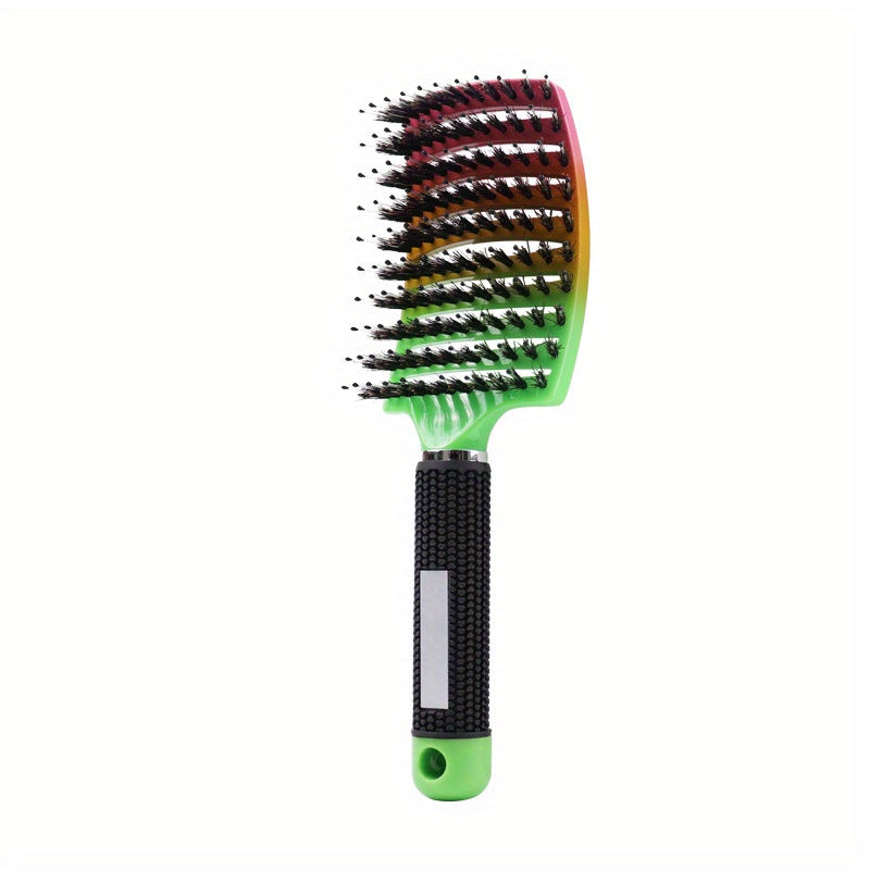 WANMEI Gradient Color Bristle + Nylon Massage Comb, Large Curved Styling Comb, Volumizing Styling Comb, Ridged Comb, Hair Styling Tool - Wedding/Mother's Day Gift for Friends, Random Handle Style