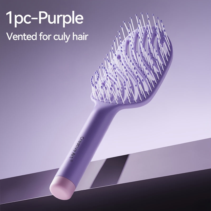 1pc/2pcs Square Hollow Hair Brush for Men and Women | Wide Tooth Comb for Easy Detangling and Scalp Massage, Vented Detangling Wet Hair Brush, Bouncing Comb for All Hair Types Wet & Dry Hair, Nylon Bristles, ABS Plastic Handle