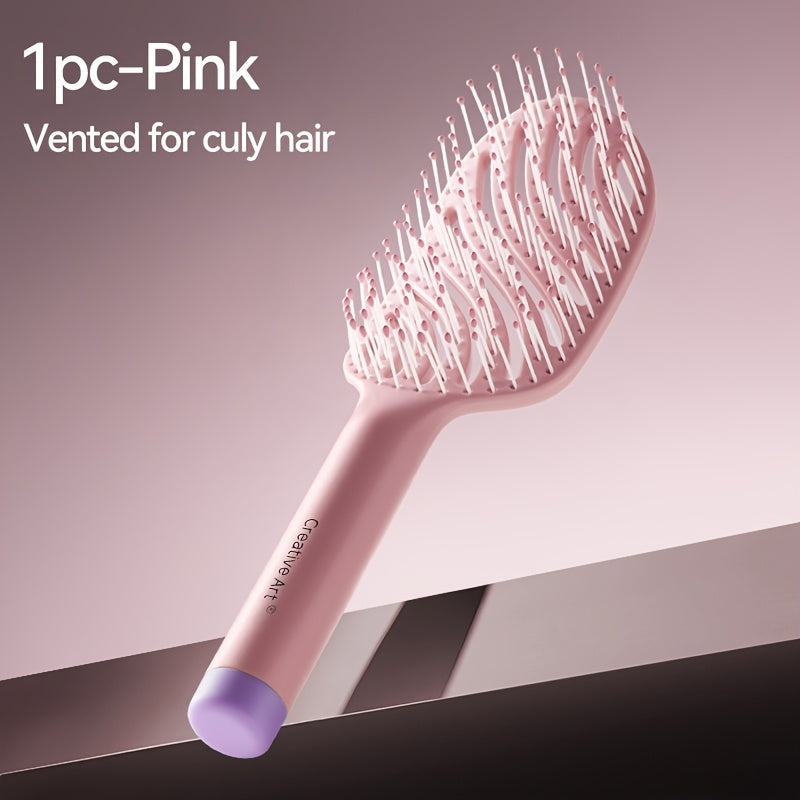 1pc/2pcs Square Hollow Hair Brush for Men and Women | Wide Tooth Comb for Easy Detangling and Scalp Massage, Vented Detangling Wet Hair Brush, Bouncing Comb for All Hair Types Wet & Dry Hair, Nylon Bristles, ABS Plastic Handle