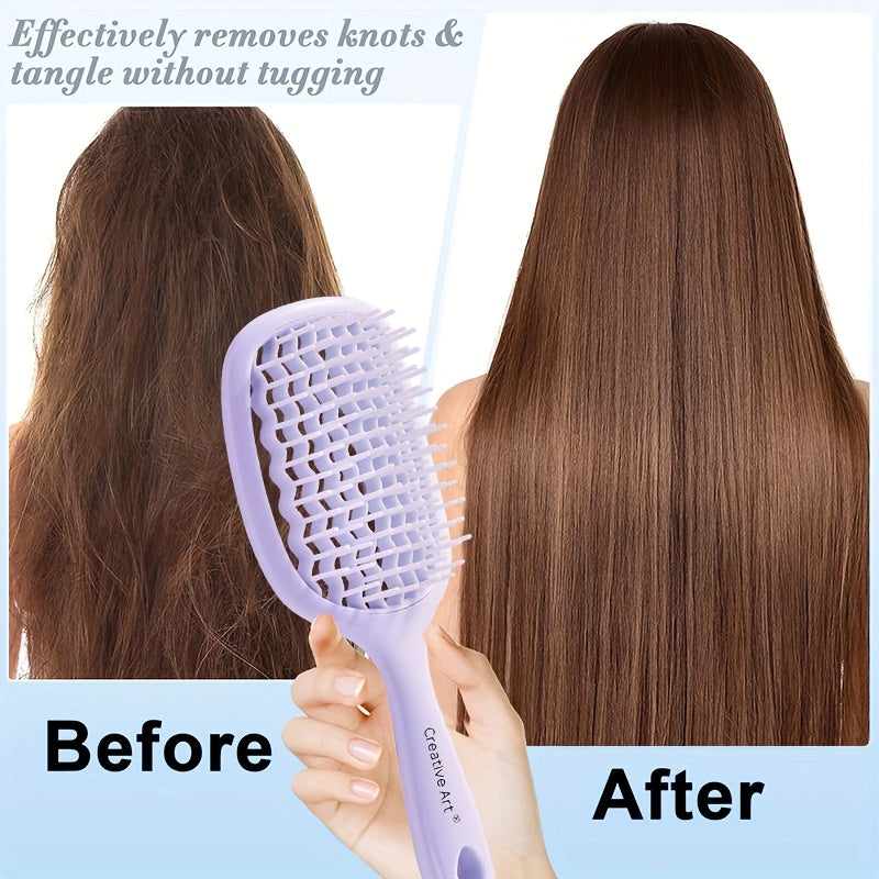 1pc/2pcs Square Hollow Hair Brush for Men and Women | Wide Tooth Comb for Easy Detangling and Scalp Massage, Vented Detangling Wet Hair Brush, Bouncing Comb for All Hair Types Wet & Dry Hair, Nylon Bristles, ABS Plastic Handle