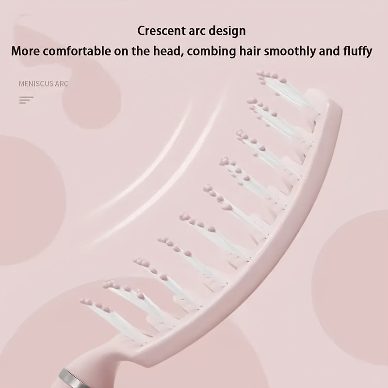 Colorful Comb, High Top Fluffy Hairstyle Comb, Long Hair Curly Hair Massage Curved Comb, Fluffy Hairstyle Comb - Large Curved Pork Rib Design, Suitable for All Hairstyles, Scalp Massages, And Straight Hair Combs