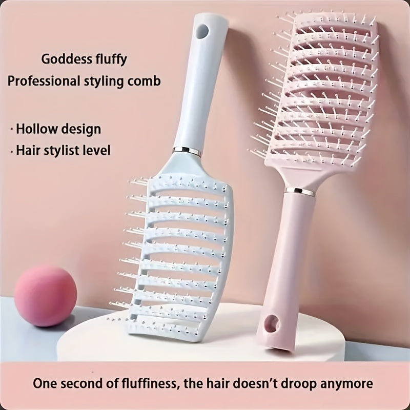 Colorful Comb, High Top Fluffy Hairstyle Comb, Long Hair Curly Hair Massage Curved Comb, Fluffy Hairstyle Comb - Large Curved Pork Rib Design, Suitable for All Hairstyles, Scalp Massages, And Straight Hair Combs
