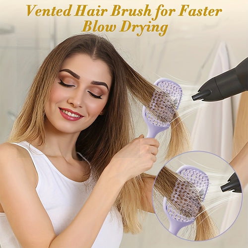 1pc/2pcs Square Hollow Hair Brush for Men and Women | Wide Tooth Comb for Easy Detangling and Scalp Massage, Vented Detangling Wet Hair Brush, Bouncing Comb for All Hair Types Wet & Dry Hair, Nylon Bristles, ABS Plastic Handle